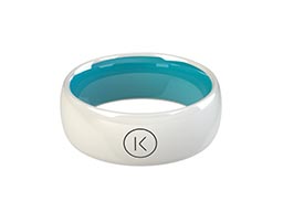 White K ring written with cyan interior and alphabet k in front.