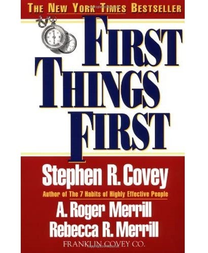 First things First book cover in red and white color