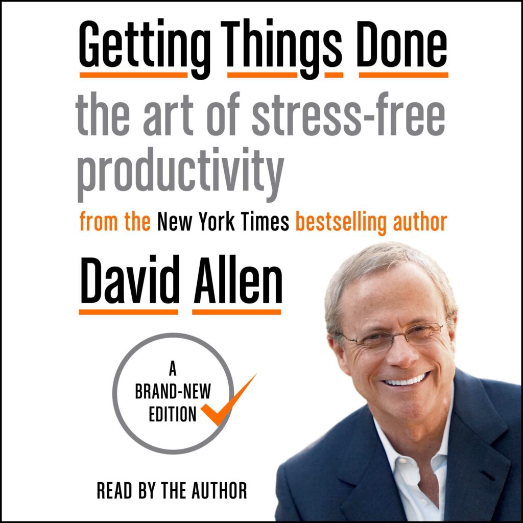 10 best productivity books for freelancers Getting things done in black and gray color over a white background with a picture of David Allen.