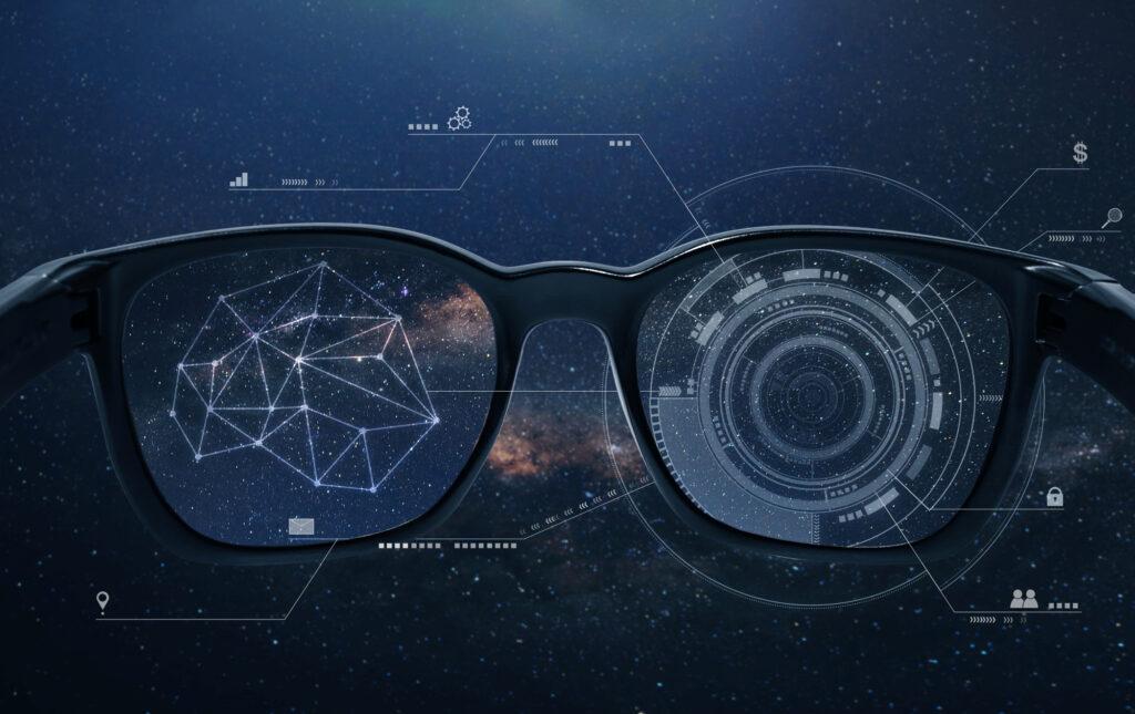 Intelligente Brillen, VR-Technologie für virtuelle Realität und AR-Technologie für erweiterte Realität